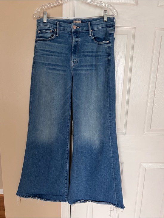MOTHER Denim - MOTHER The Roller High Rise Wide Leg Jeans Raw Hem Size 31 Riding the Cliffside